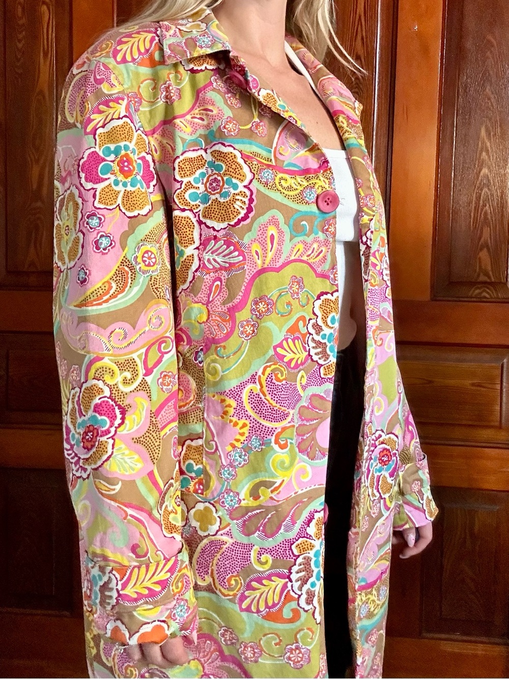 Harve Benard Pink Floral Paisley Coat - Picture 2 of 8